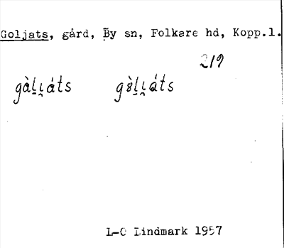Bild på arkivkortet för arkivposten Goljats