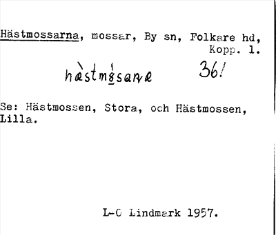 Bild på arkivkortet för arkivposten Hästmossarna