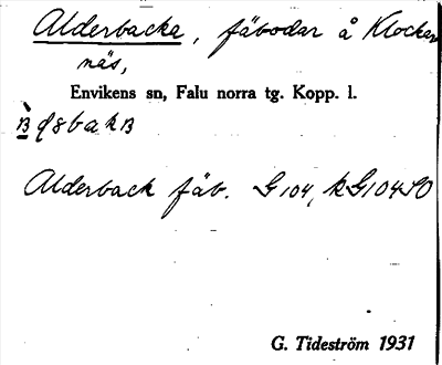Bild på arkivkortet för arkivposten Alderbacka
