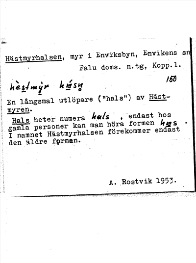 Bild på arkivkortet för arkivposten Hästmyrhalsen