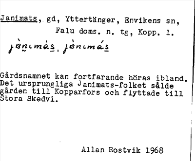Bild på arkivkortet för arkivposten Janimats