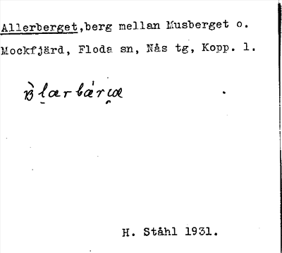 Bild på arkivkortet för arkivposten Allerberget